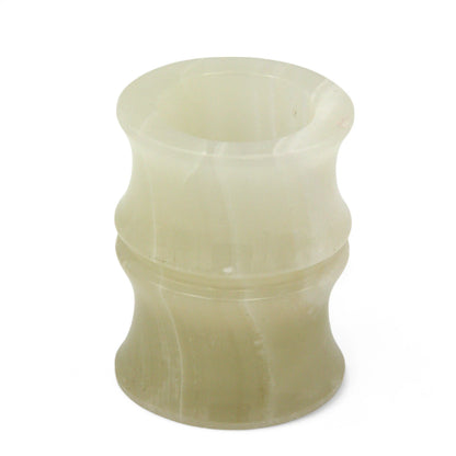 Damoo Natural Onyx Stone Candle Jar – Luxury Polished Marble Decor Piece for Holding Tealights – Elegant Hourglass Design for Living Room, Bedroom, or Gift Giving - Damoo