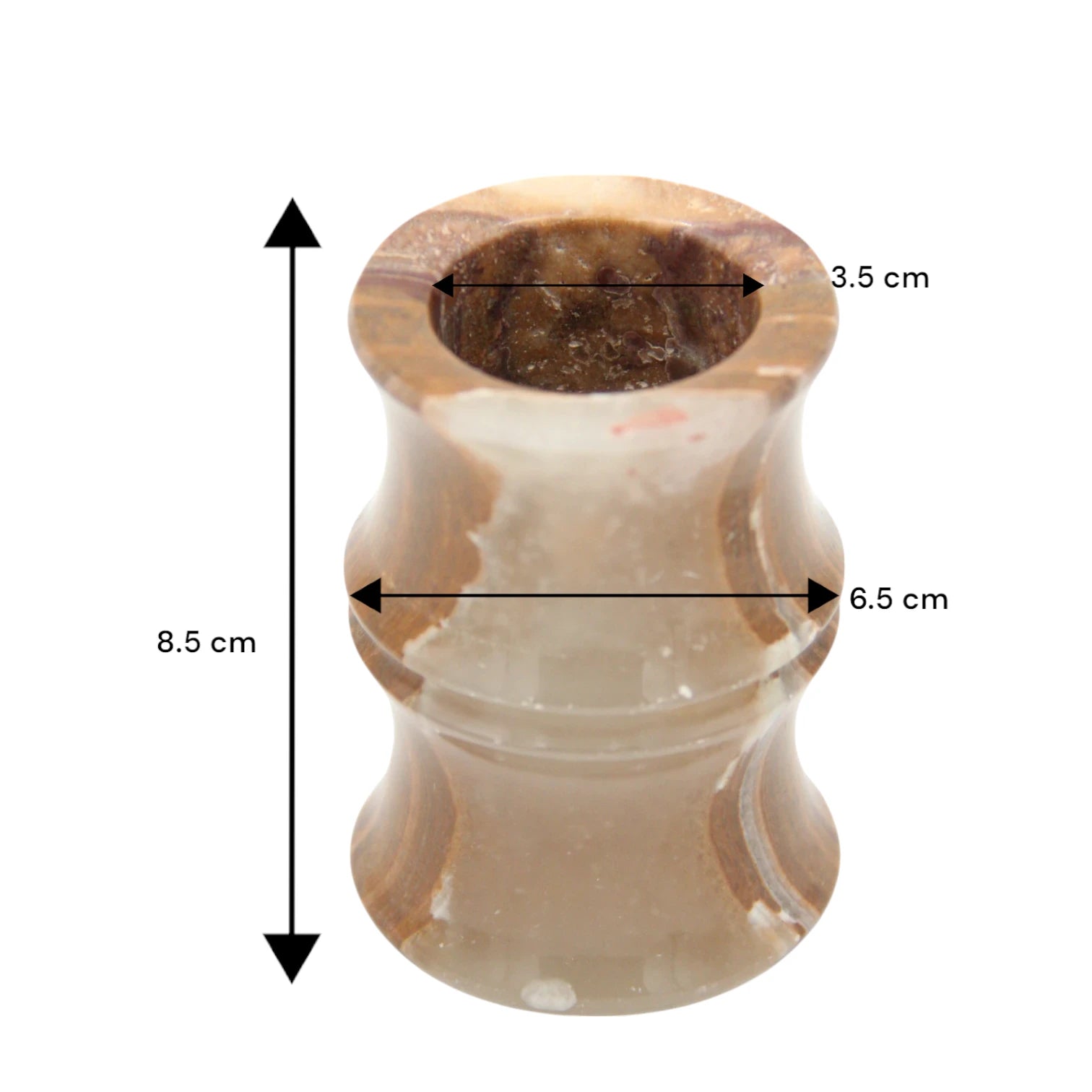 Damoo Natural Onyx Stone Candle Jar – Luxury Polished Marble Decor Piece for Holding Tealights – Elegant Hourglass Design for Living Room, Bedroom, or Gift Giving - Damoo