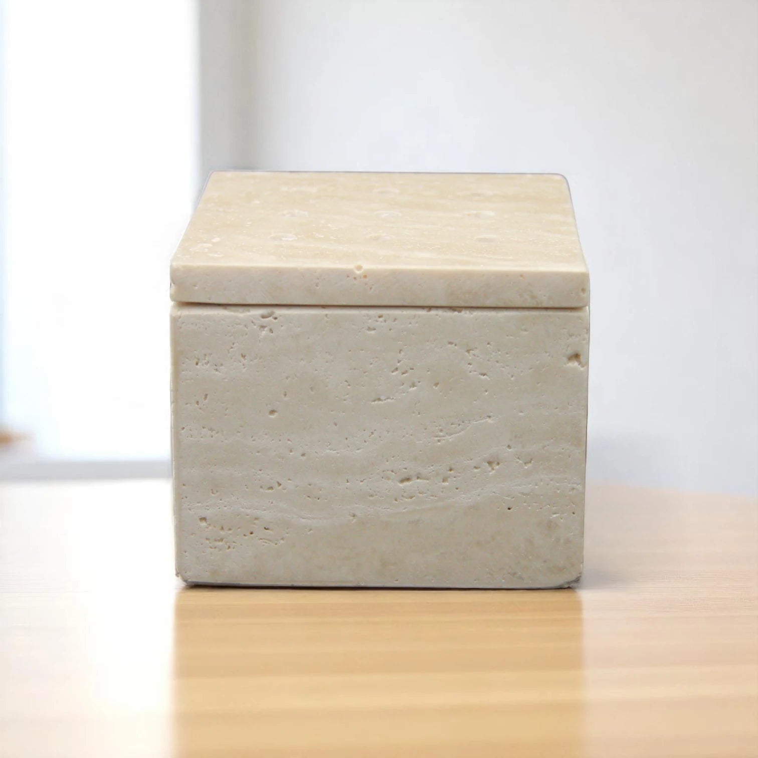 Damoo Natural Travertine Incense Burner Box – Handcrafted Stone Aromatherapy Holder with Lid & Vent Holes - Damoo