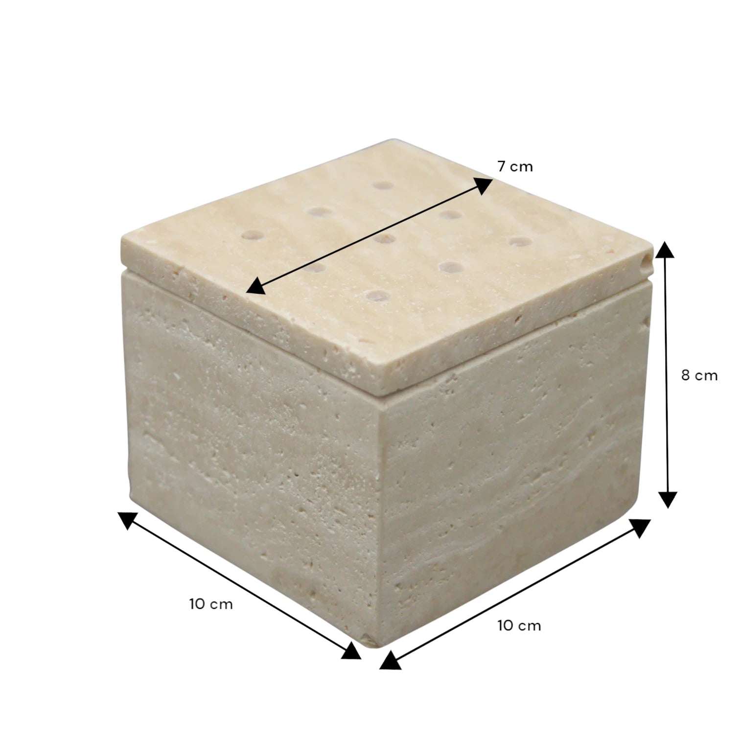 Damoo Natural Travertine Incense Burner Box – Handcrafted Stone Aromatherapy Holder with Lid & Vent Holes - Damoo