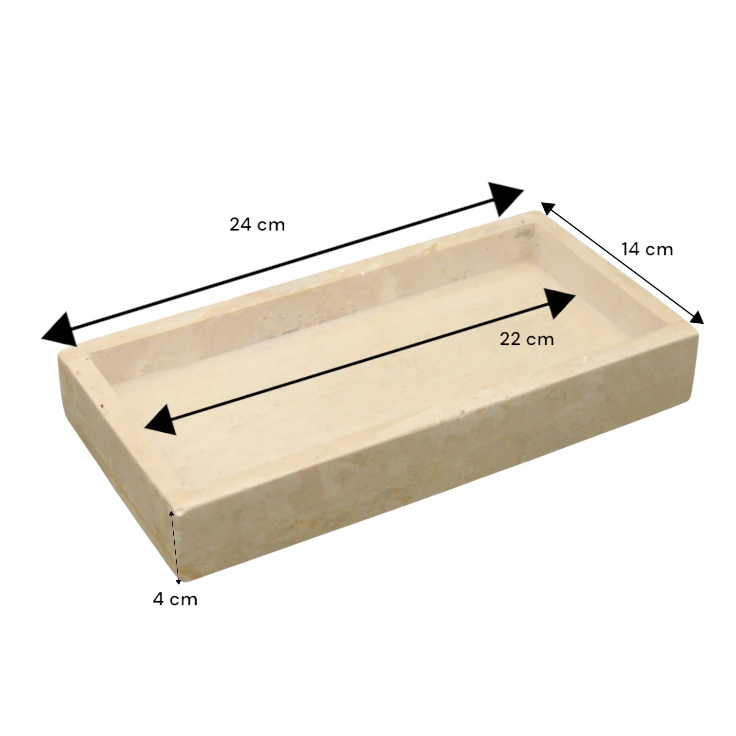 Damoo Natural Travertine Rectangular Tray – Minimalist Stone Vanity Organizer for Jewelry, Candles & Bathroom Decor - Damoo
