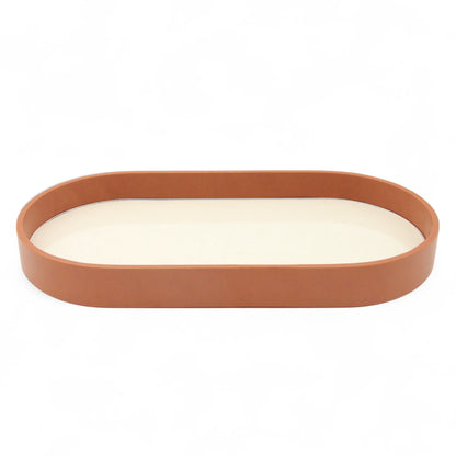 Damoo Oval Canvas Tray with Acrylic Base – Modern Organizer for Jewelry, Keys, Makeup, or Office Desk - Damoo