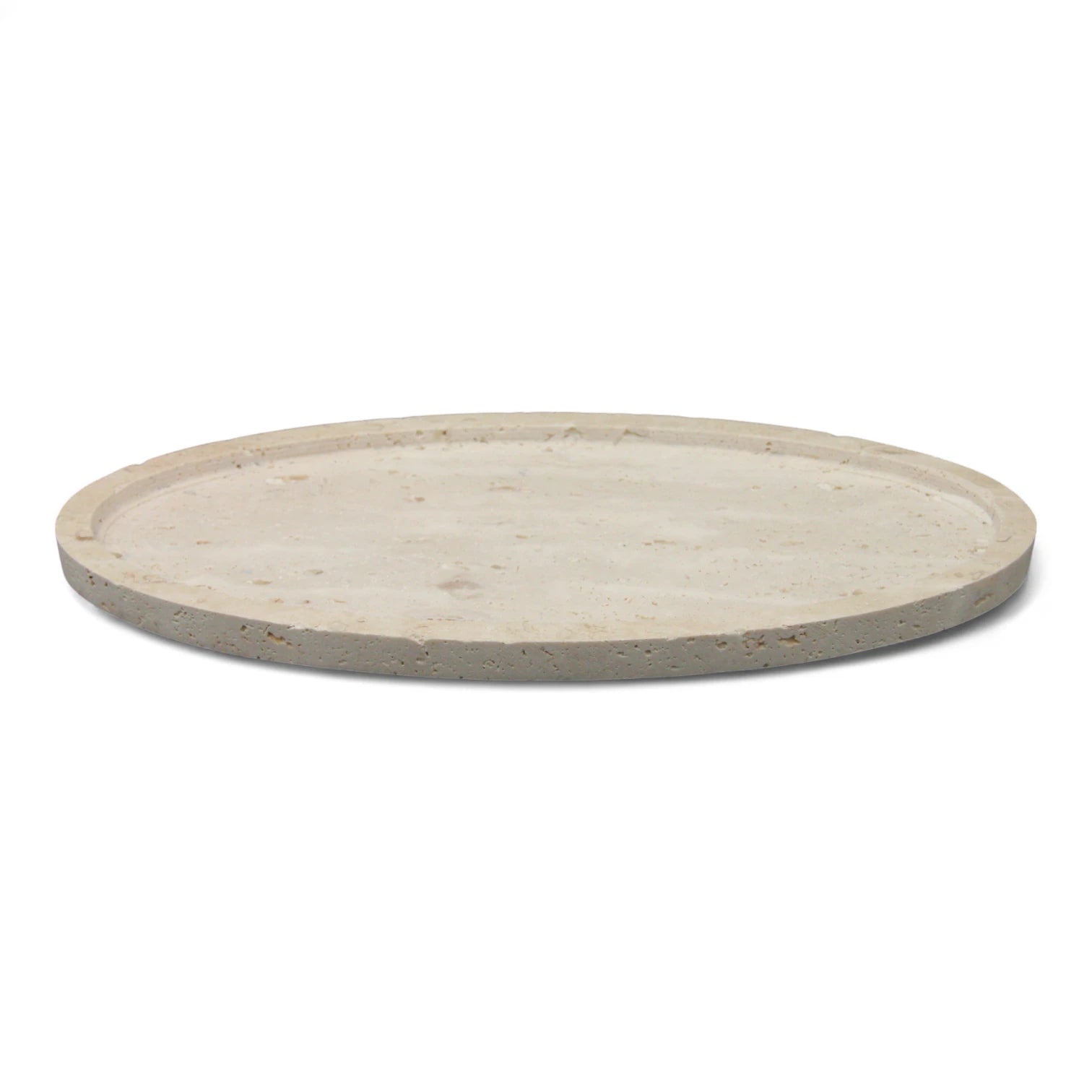 Damoo Oval Decorative Tray Made of Natural Travertine Stone – Minimalist Accent Piece for Home, Vanity, or Ramadan - Damoo