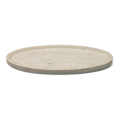 Damoo Oval Decorative Tray Made of Natural Travertine Stone – Minimalist Accent Piece for Home, Vanity, or Ramadan - Damoo