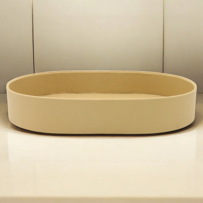 Damoo Oval Faux Leather Tray – Elegant Catchall Organizer for Keys, Coins, Jewelry & Desk Accessories - Damoo