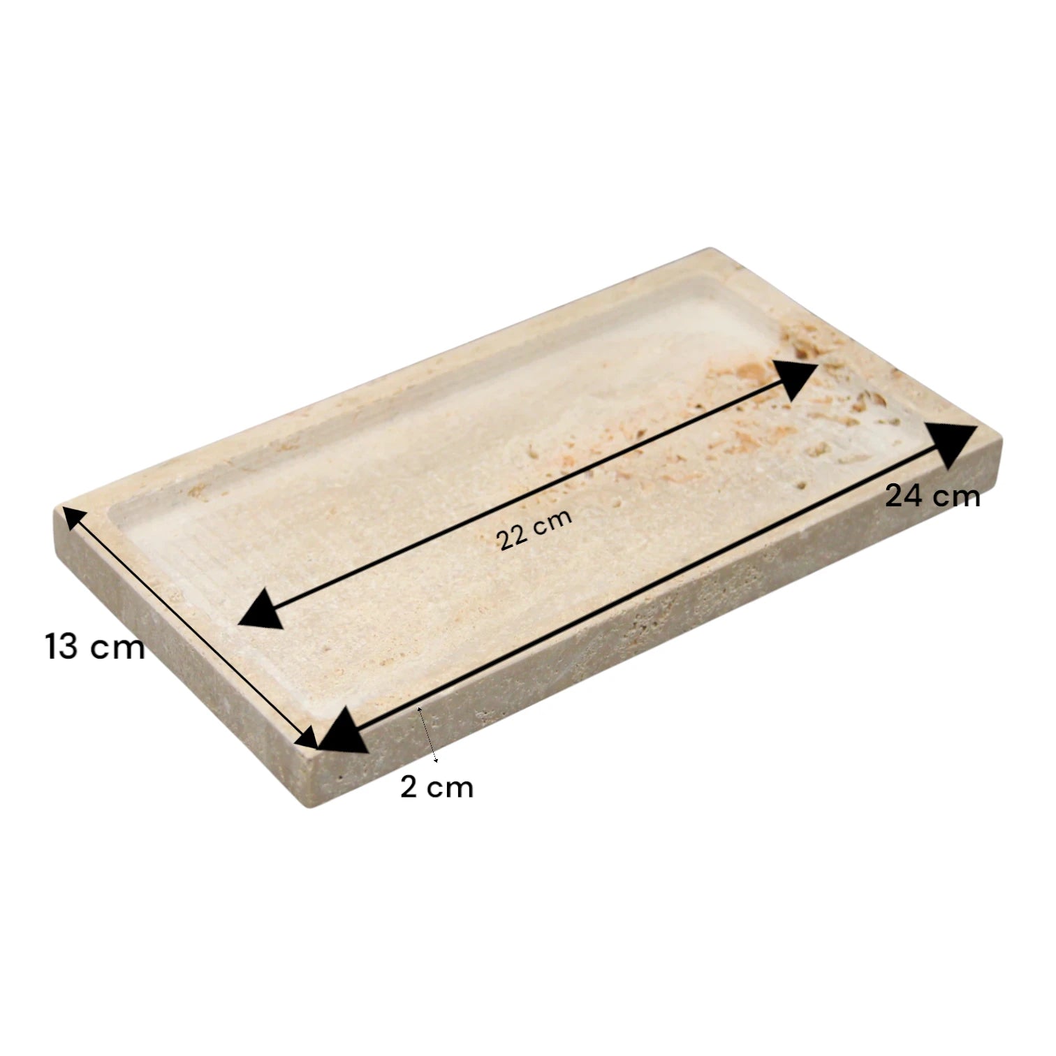 Damoo Rectangular Travertine Stone Tray – Hand-Carved Natural Catchall Dish for Vanity, Entryway, or Bathroom | Minimalist Home Decor - Damoo
