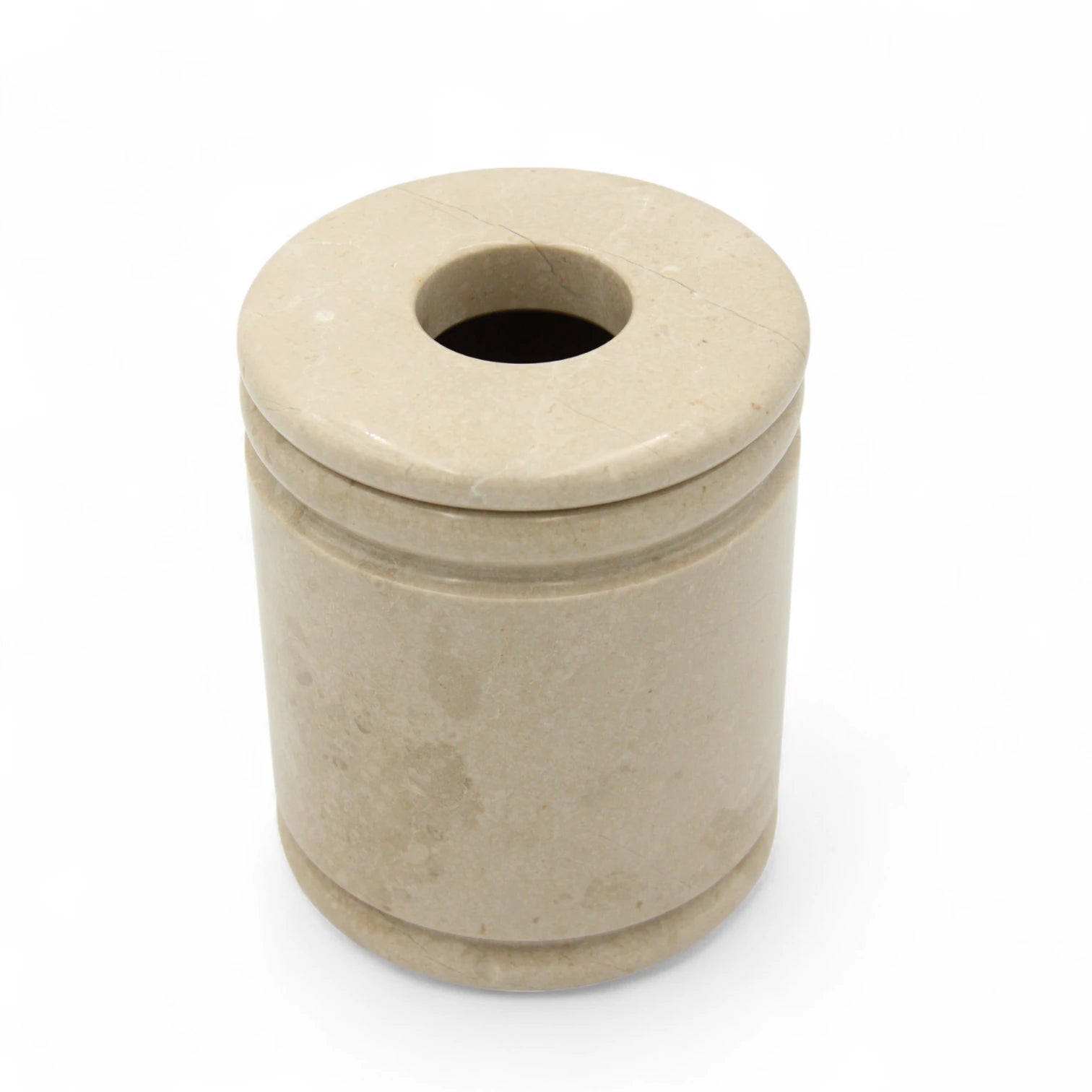 Damoo Round Marble Tissue Box Holder – Handmade Cylindrical Natural Stone Tissue Dispenser for Modern Bathroom, Office, Spa & Home Décor - Damoo