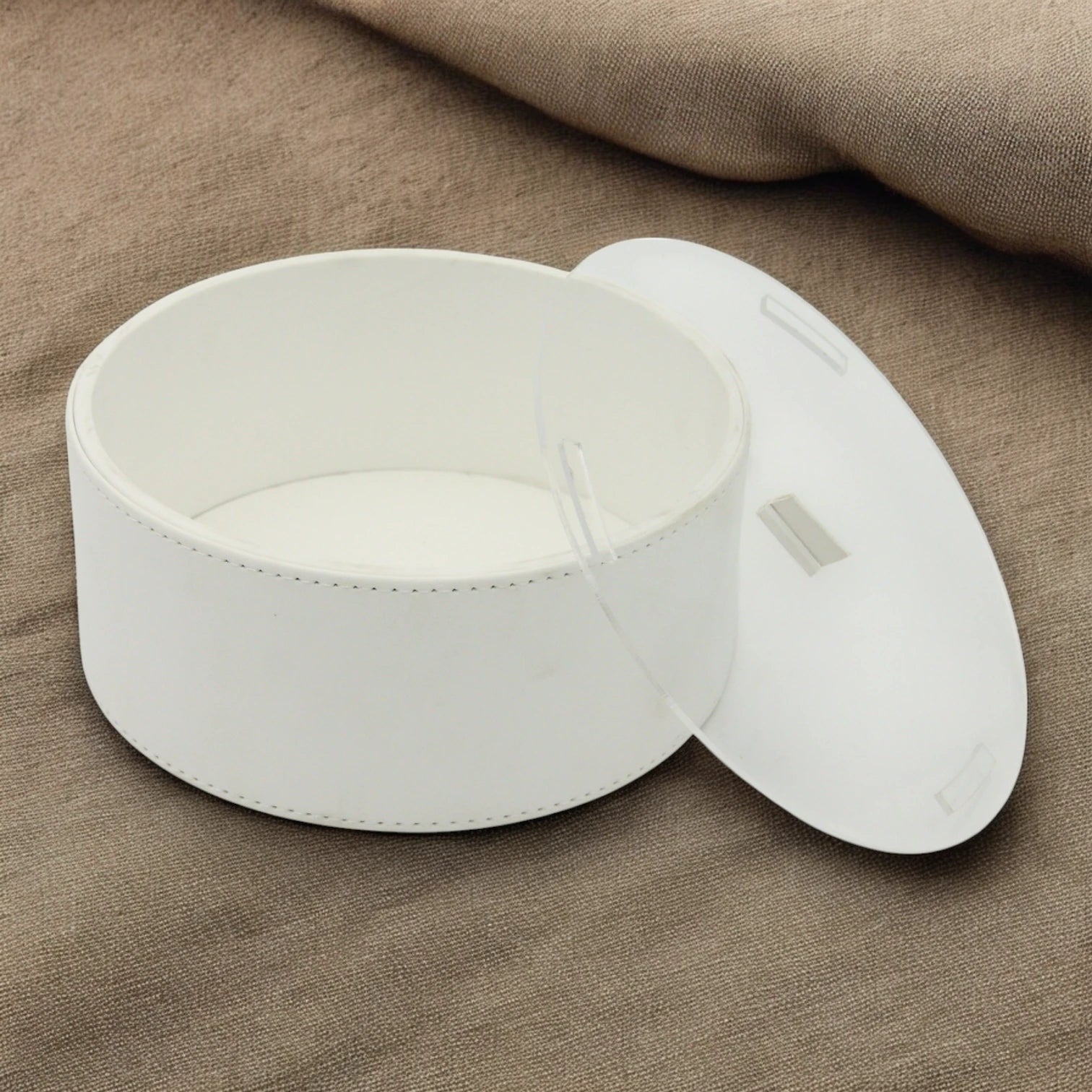 Damoo Round Serving Tray with Acrylic Cover – Minimalist Design - Multi-Purpose Food & Drink Organizer for Kitchen, Coffee Table & Events - Damoo