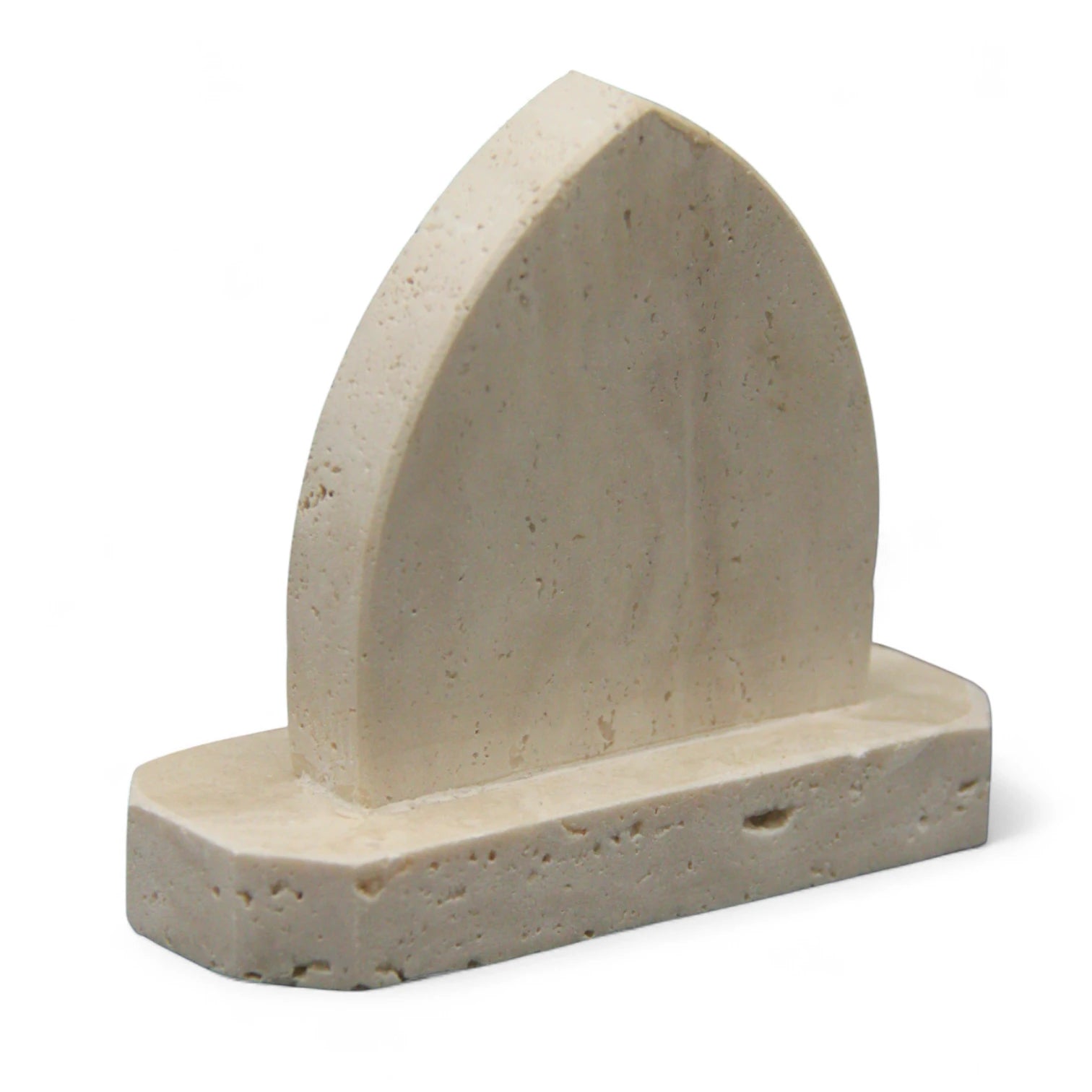 Damoo Sculptural Travertine Marble Stand – Handmade Minimalist Stone Accent for Shelves, Desks, and Modern Home Decor - Damoo