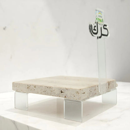 Damoo Square Marble Dalla Stand – Elegant Geometric Base for Arabic Coffee Pot | Heat-Resistant & Decorative SQR Tray - Damoo