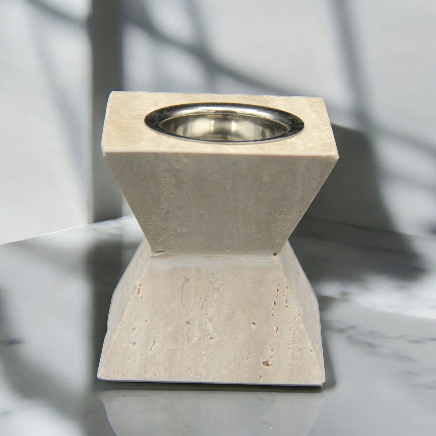 Damoo Square Natural Stone Burner – Handcrafted Marble Holder with Stainless Steel Bowl for Candle, Incense, or Oil | Minimalist Home Décor Accent - Damoo