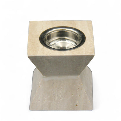 Damoo Square Natural Stone Burner – Handcrafted Marble Holder with Stainless Steel Bowl for Candle, Incense, or Oil | Minimalist Home Décor Accent - Damoo