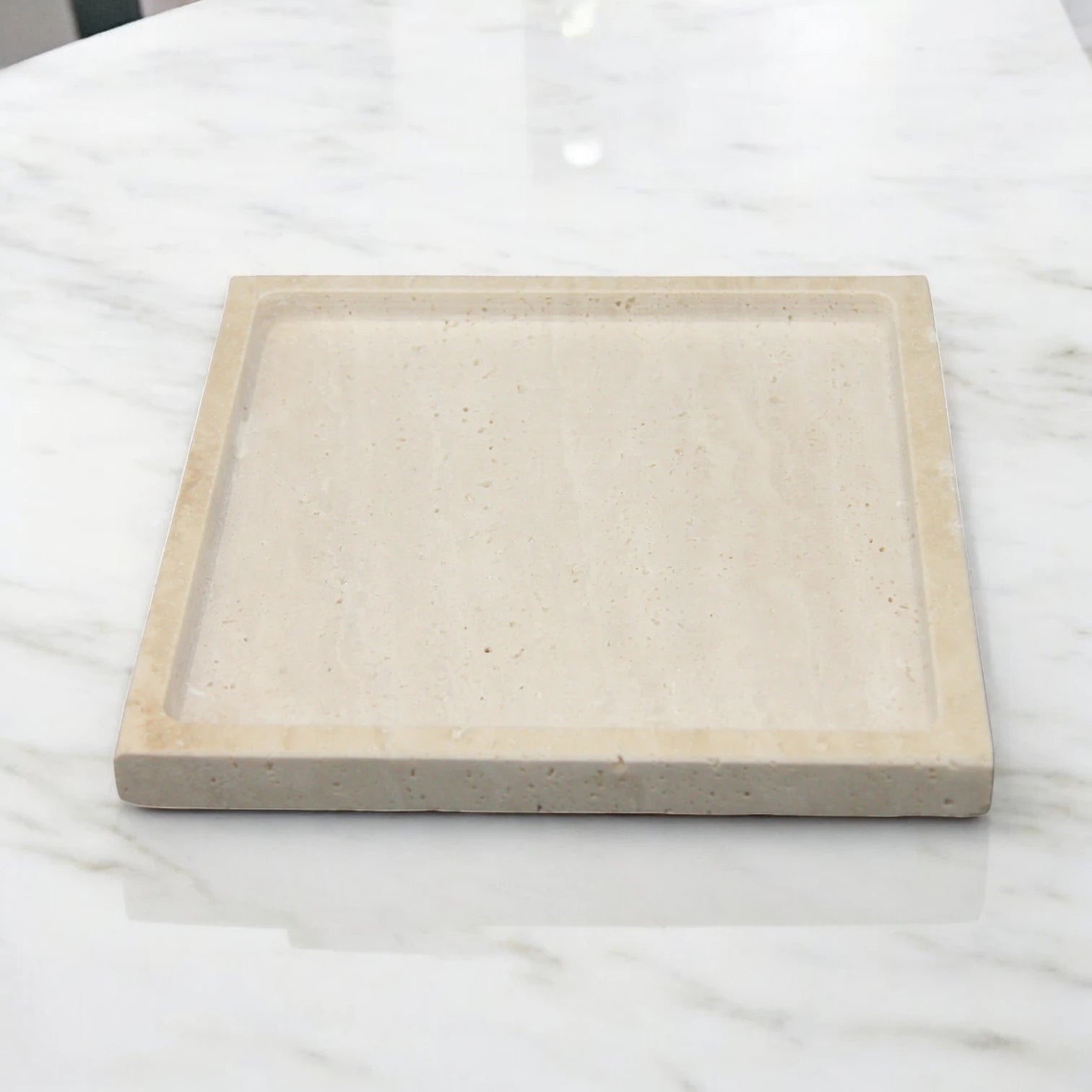 Damoo Square Natural Stone Tray – Handcrafted Marble Catchall Dish for Candles, Incense, Jewelry, or Home Décor Styling - Damoo