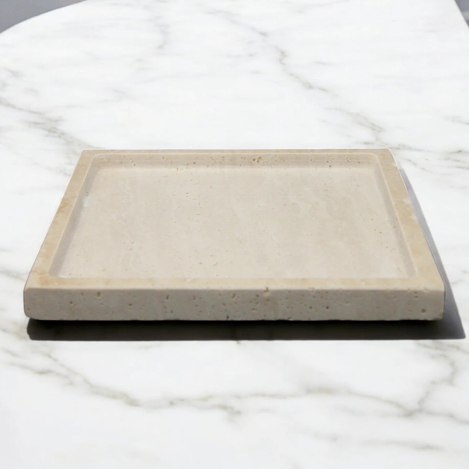 Damoo Square Natural Stone Tray – Handcrafted Marble Catchall Dish for Candles, Incense, Jewelry, or Home Décor Styling - Damoo