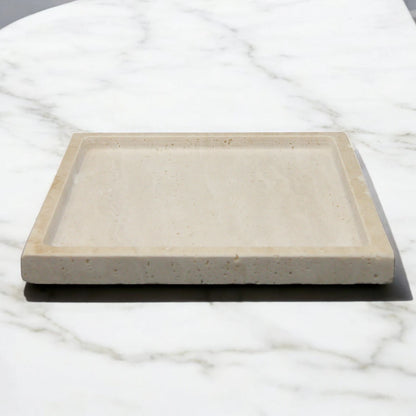 Damoo Square Natural Stone Tray – Handcrafted Marble Catchall Dish for Candles, Incense, Jewelry, or Home Décor Styling - Damoo