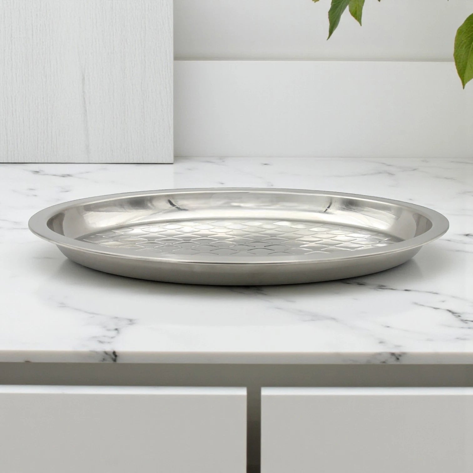 Damoo Stainless Steel Tray – Elegant Serving Solution for Festivals, Pujas, Fruits & Snacks - Damoo
