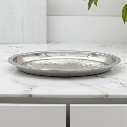 Damoo Stainless Steel Tray – Elegant Serving Solution for Festivals, Pujas, Fruits & Snacks - Damoo
