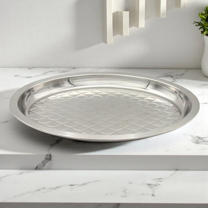 Damoo Stainless Steel Tray – Elegant Serving Solution for Festivals, Pujas, Fruits & Snacks - Damoo