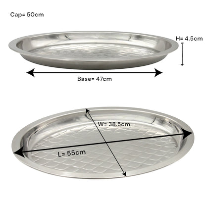 Damoo Stainless Steel Tray – Elegant Serving Solution for Festivals, Pujas, Fruits & Snacks - Damoo