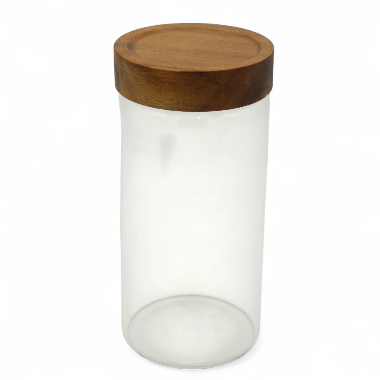 Damoo Tall Clear Glass Storage Canister with Acacia Wood Lid – Airtight Jar for Kitchen Pantry, Coffee, Spices, Snacks & Organizing - Damoo