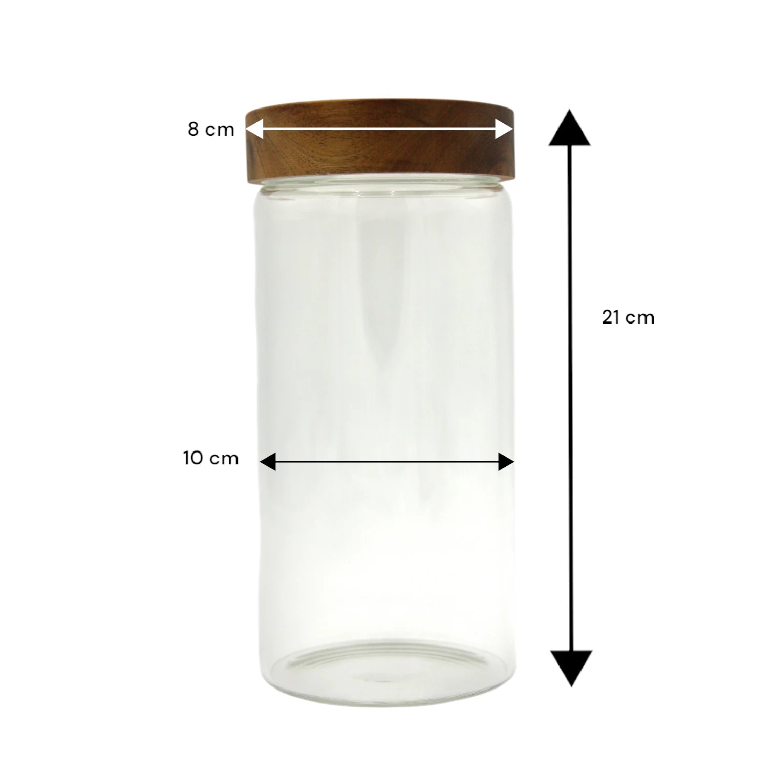 Damoo Tall Clear Glass Storage Canister with Acacia Wood Lid – Airtight Jar for Kitchen Pantry, Coffee, Spices, Snacks & Organizing - Damoo