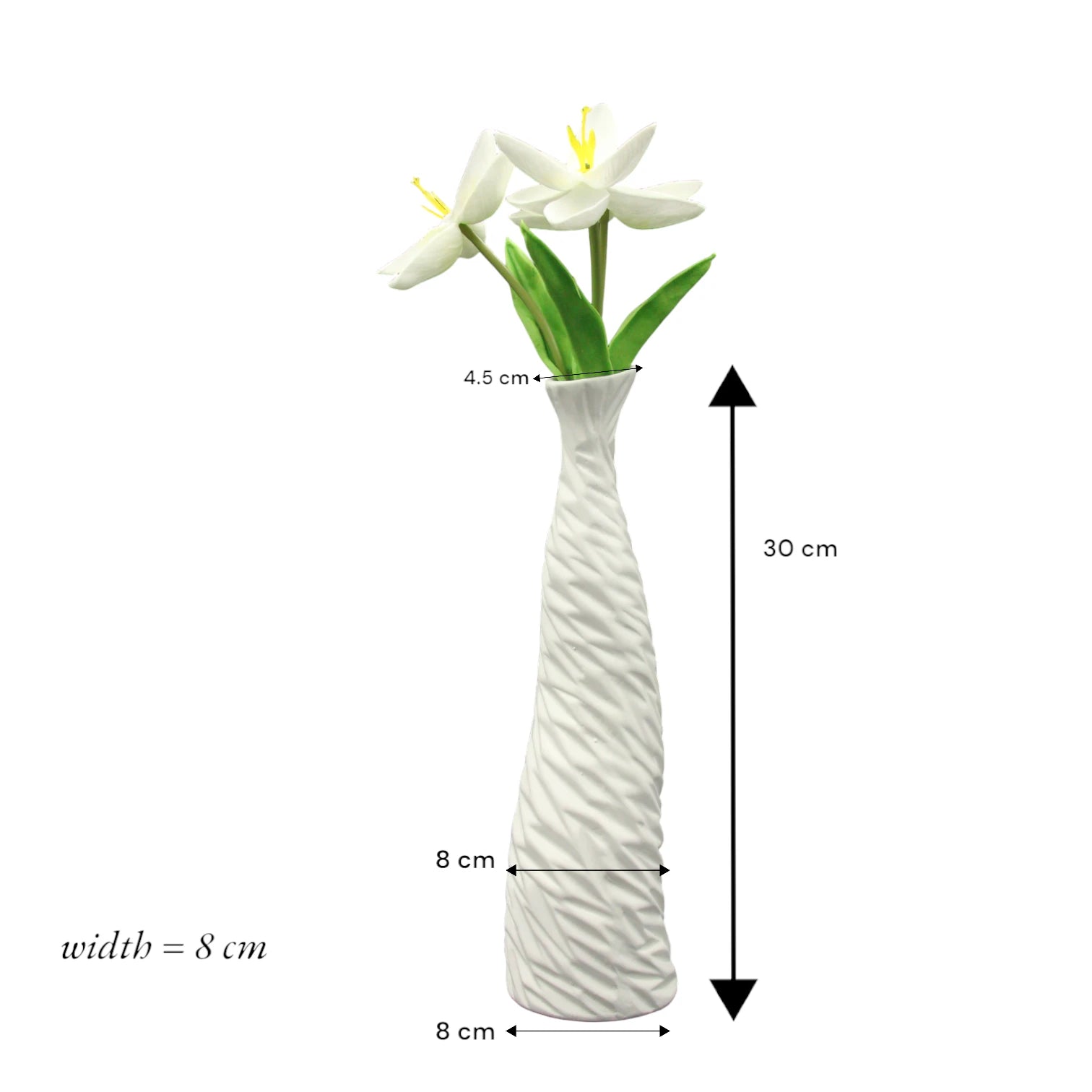 Damoo Tall White Textured Ceramic Flower Vase – Modern Minimalist Home Decor for Living Room, Bedroom, or Office - Damoo