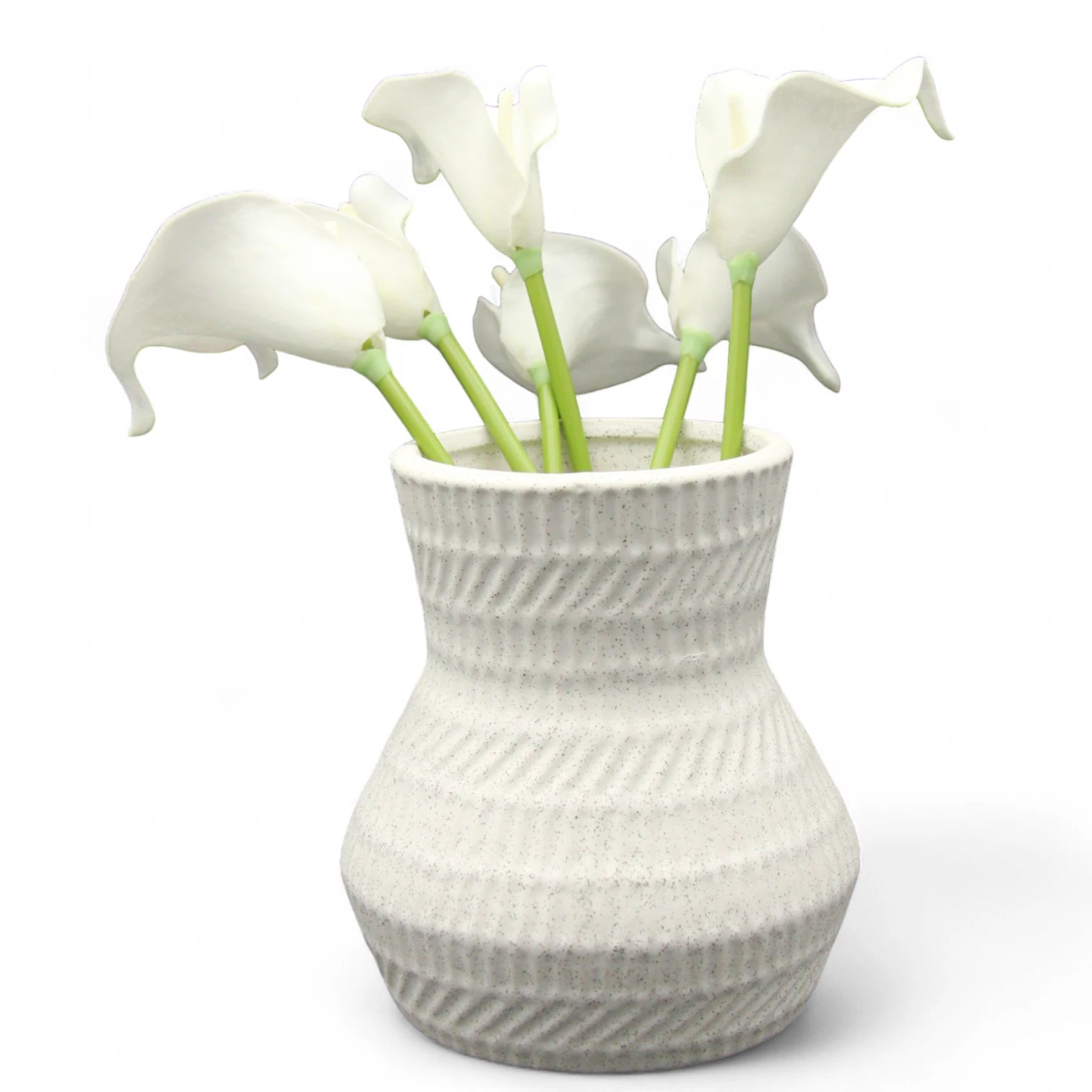 Damoo Textured Ceramic Flower Vase – Modern Minimalist Home Decor for Fresh & Dried Floral Arrangements - Damoo