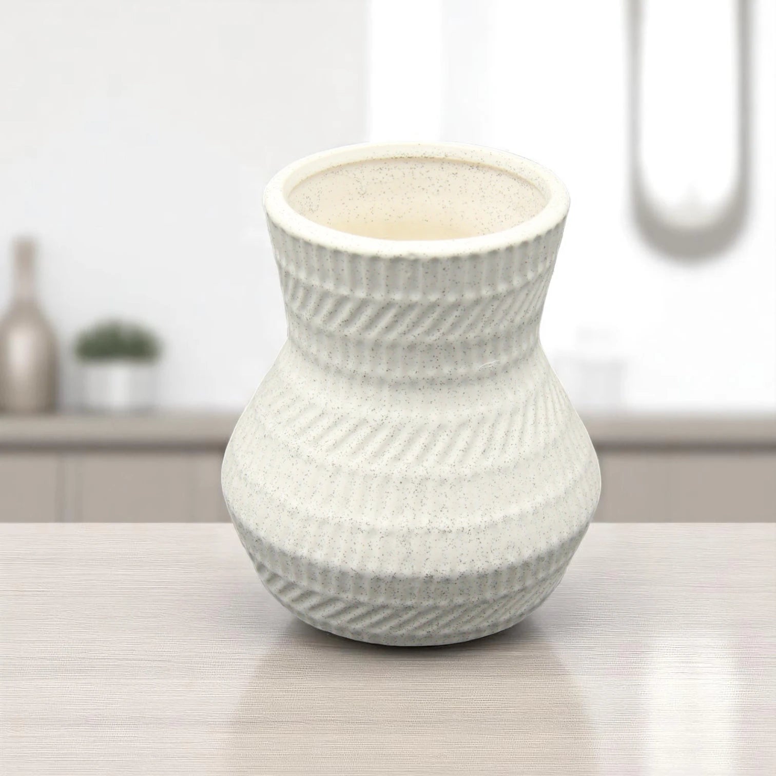 Damoo Textured Ceramic Flower Vase – Modern Minimalist Home Decor for Fresh & Dried Floral Arrangements - Damoo