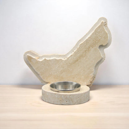 Damoo UAE Map Marble Oud & Incense Burner – Handcrafted Natural Stone Bakhoor Holder with Stainless Steel Insert Bowl – Traditional Emirati Home Decor & Gift Piece - Damoo