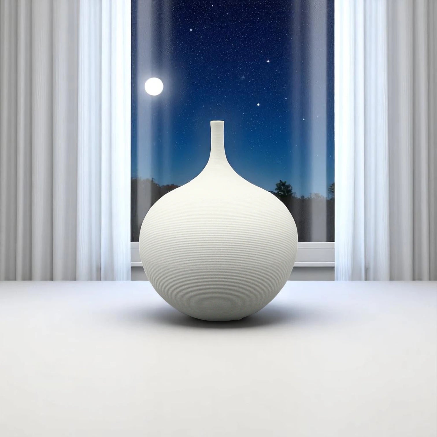 Damoo White Ceramic Decorative Vase – Minimalist Textured Pottery with Slim Neck – Modern Nordic Home Decor Accent for Living Room, Bedroom, Office, or Shelf Styling – Handcrafted Artisan Matte Finish Vase - Damoo
