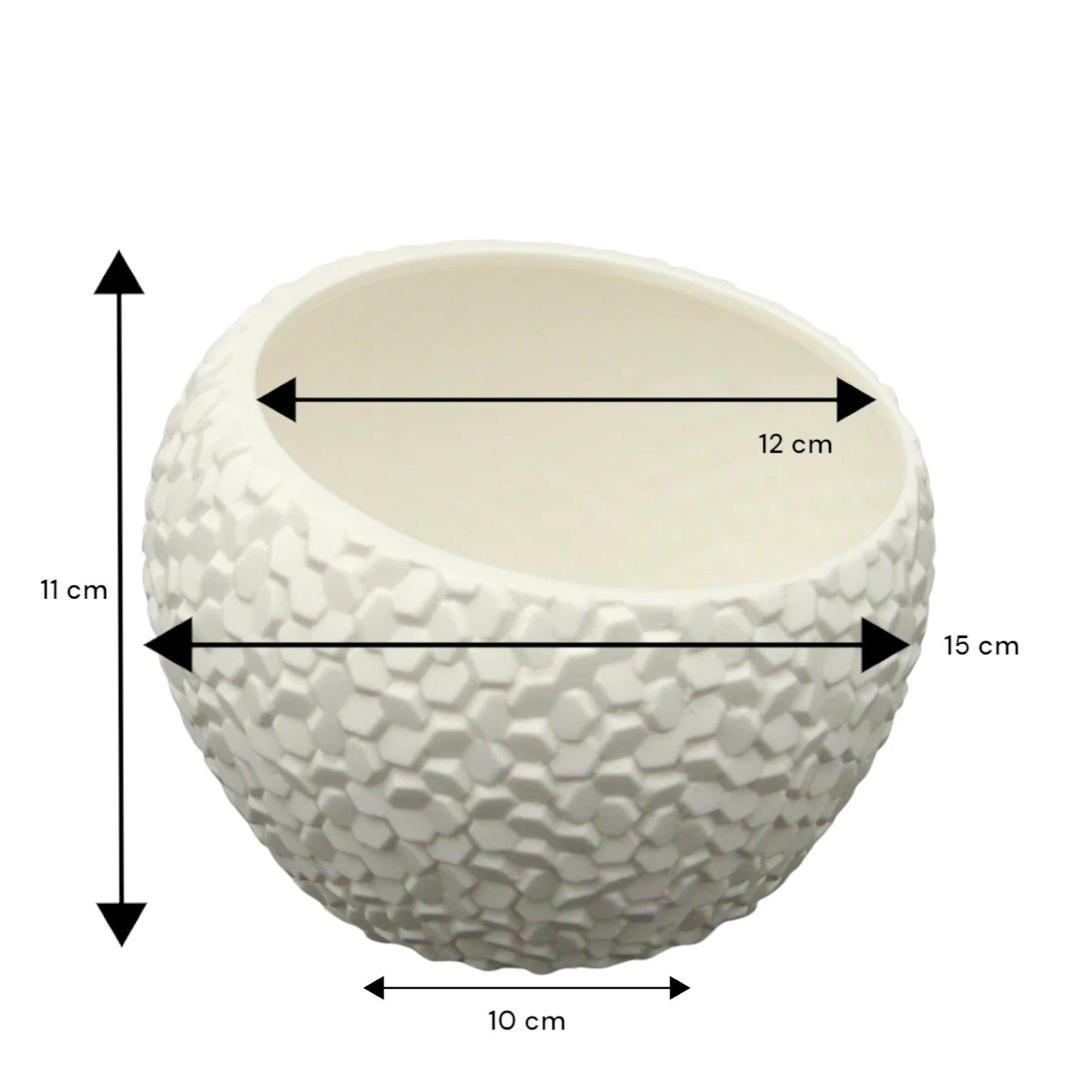 Damoo White Ceramic Decorative Vase – Round Honeycomb Textured Planter Pot for Modern Home Decor - Damoo