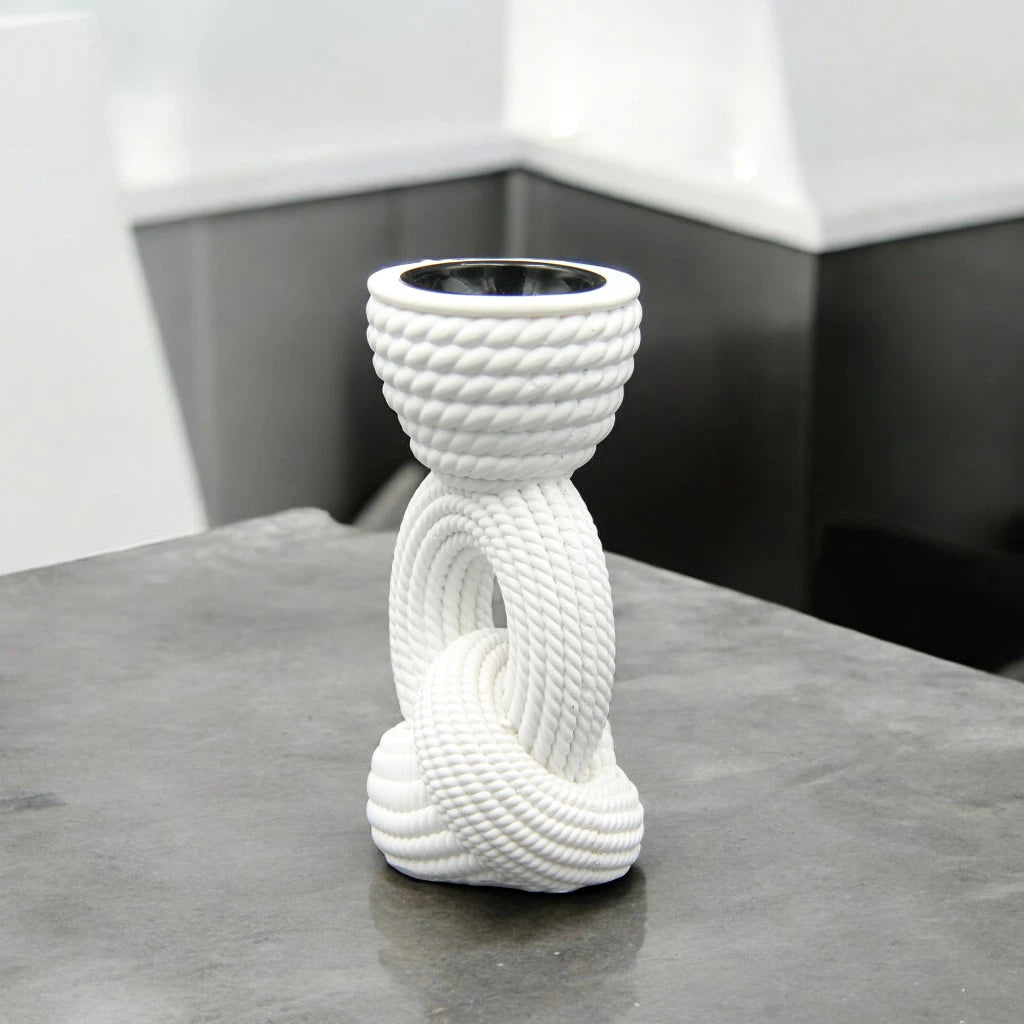 Damoo White Rope-Inspired Arabic Bakhour Burner – Luxury Oud Incense Holder with Tassel | Modern Islamic Home Decor - Damoo
