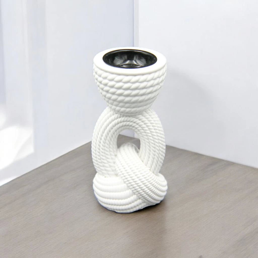 Damoo White Rope-Inspired Arabic Bakhour Burner – Luxury Oud Incense Holder with Tassel | Modern Islamic Home Decor - Damoo