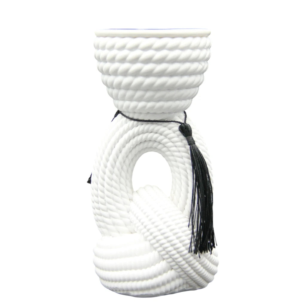 Damoo White Rope-Inspired Arabic Bakhour Burner – Luxury Oud Incense Holder with Tassel | Modern Islamic Home Decor - Damoo