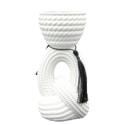 Damoo White Rope-Inspired Arabic Bakhour Burner – Luxury Oud Incense Holder with Tassel | Modern Islamic Home Decor - Damoo