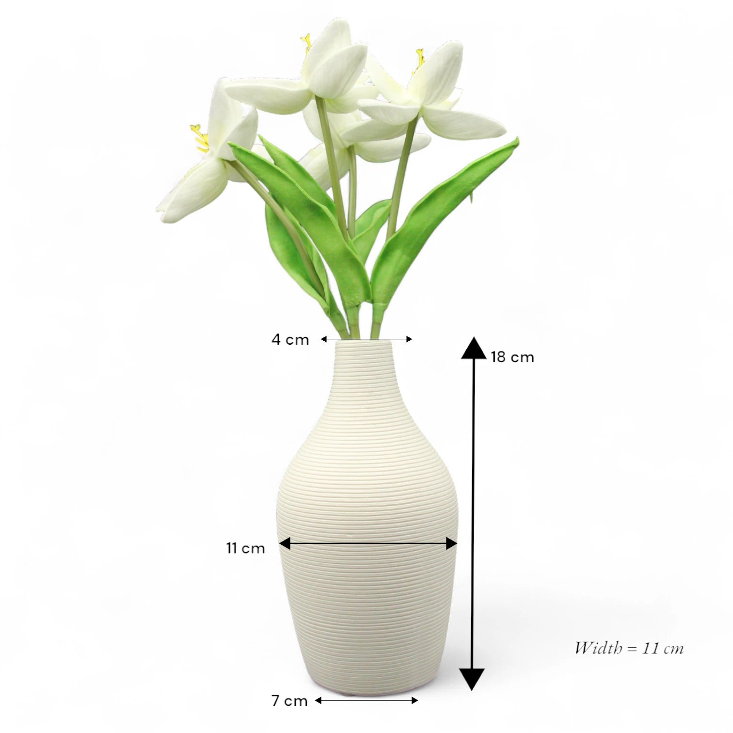Damoo White Textured Ceramic Vase – Tall Minimalist Decorative Vase for Faux Floral Arrangements, Dried Flowers| Elegant Modern Accent for Home, Office, or Entryway Decor - Damoo