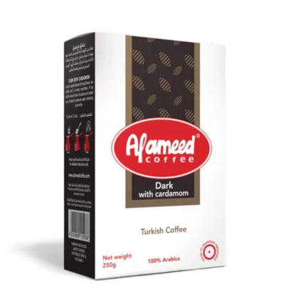 Al Ameed Turkish Coffee – Dark Roast with Cardamom – Bold Arabic Flavor – 100% Arabica – 250g Fresh Pack - Damoo