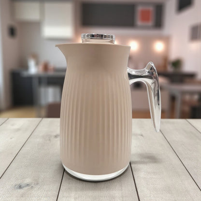 GERMAX Elegant Black & Gold Insulated Thermos Flask – Premium Vacuum Jug for Hot & Cold Beverages – 1 L Capacity with Luxury Golden Handle & Lid - Damoo