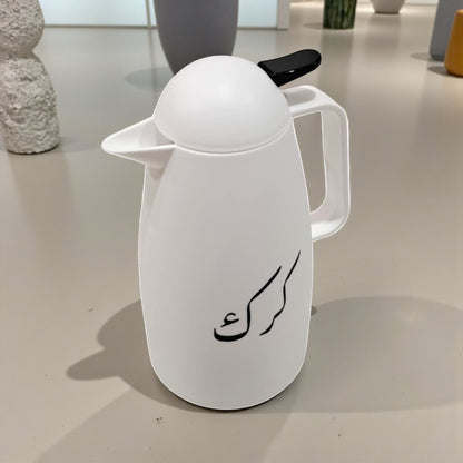 Crystal House Arabic Thermos Flask  – Modern Brown & White Collection | Double-Wall Insulated Flask for Hot Drinks - Damoo