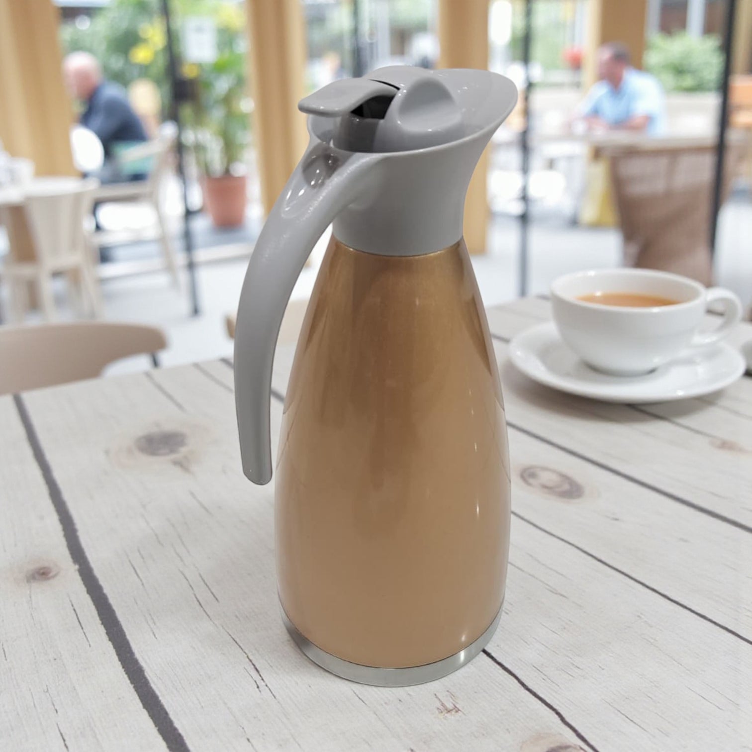 HTH Stainless Steel Vacuum Flask 2.0L (Model ECU-1) – Double Wall Insulated Thermos for Hot & Cold Beverages | Premium Press-Pour Design - Damoo