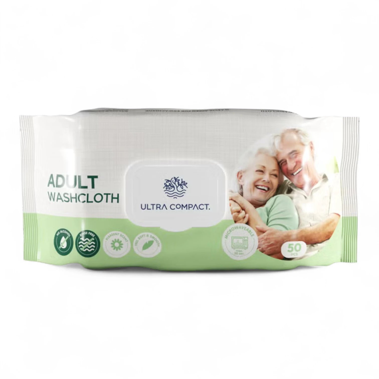 Ultra Compact Adult Washcloths – 50 Large Moisturizing Wipes | Alcohol & Paraben Free, Gentle Rinse-Free Cleansing for Elderly & Sensitive Skin - Damoo