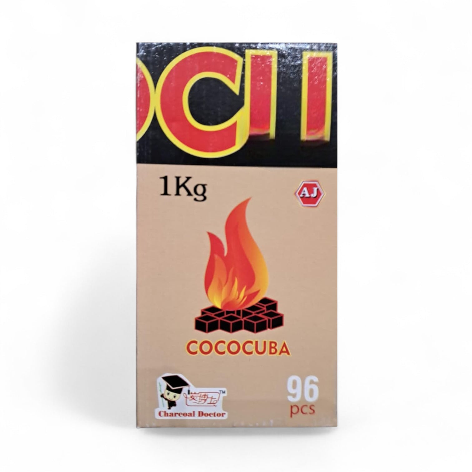 Cococuba Natural Coconut Charcoal 1kg (96 Pcs) by AJ | Long-Lasting, Odorless & Spark-Free Shisha Coal | Eco-Friendly Coconut Shell Charcoal for Hookah & Bakhoor