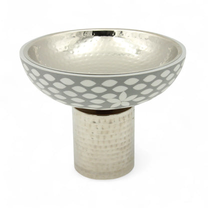 Decorative Stainless Steel Serving Bowl with Textured Base – Elegant Display Bowl for Fruits, Snacks, or Centerpiece Use | Perfect for Dining & Living Room Décor - Damoo