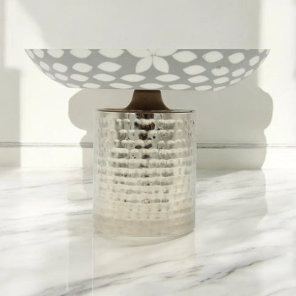 Decorative Stainless Steel Serving Bowl with Textured Base – Elegant Display Bowl for Fruits, Snacks, or Centerpiece Use | Perfect for Dining & Living Room Décor - Damoo
