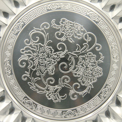 Decorative Stainless Steel Serving Plate – Round Embossed Tray with Floral Pattern – Durable & Rust-Resistant – Ideal for Sweets, Fruits & Events - Damoo