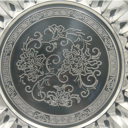 Decorative Stainless Steel Serving Plate – Round Embossed Tray with Floral Pattern – Durable & Rust-Resistant – Ideal for Sweets, Fruits & Events - Damoo