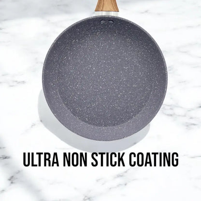 DELCASA 11-Piece Non-Stick Cookware Set – Forged Aluminum with Durable Granite Coating, PTFE & PFOA Free, Induction Compatible, Soft-Touch Bakelite Handles, Tempered Glass Lids, 5-Layer Construction - Damoo
