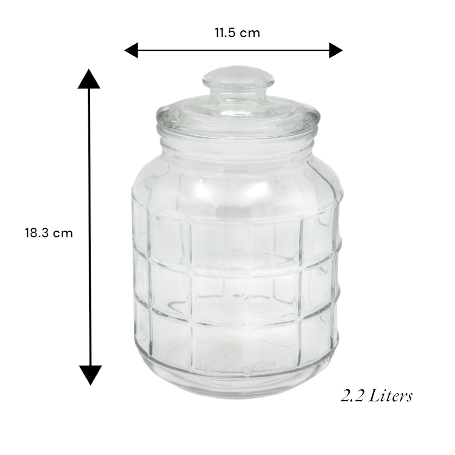 DELISOGA 2.2L Airtight Glass Storage Jar with Lid – Premium Clear Cylinder Container for Kitchen Pantry, Dry Goods & Snacks – Model MFG55-C - Damoo