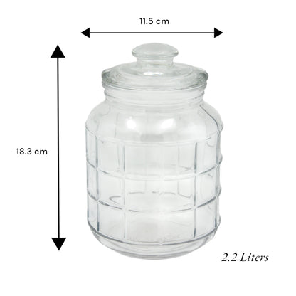 DELISOGA 2.2L Airtight Glass Storage Jar with Lid – Premium Clear Cylinder Container for Kitchen Pantry, Dry Goods & Snacks – Model MFG55-C - Damoo