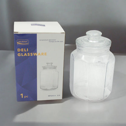 DELISOGA Airtight Glass Storage Jar 2.2 L – Airtight BPA-Free Clear Container with Silicone Seal – Stackable, Durable, Dishwasher Safe – Pantry & Kitchen Organizer - MFG55-A - Damoo